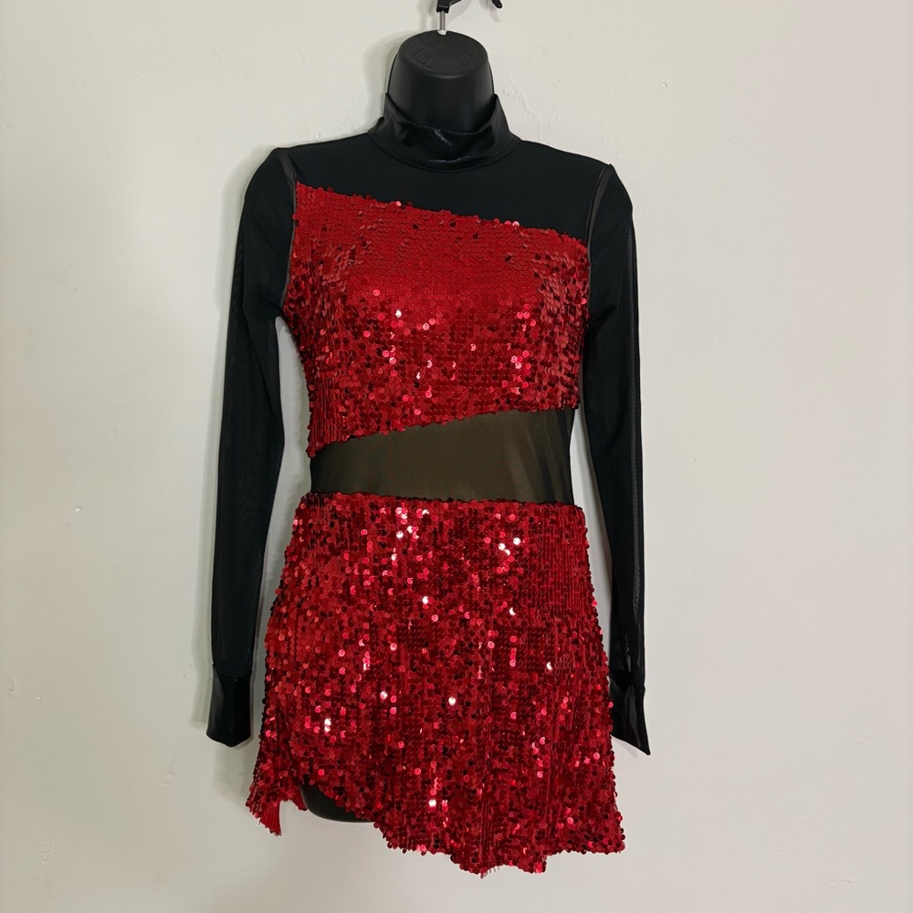 Balera Red Ultra Sparkle Wrap Front Dress - Adult Medium
